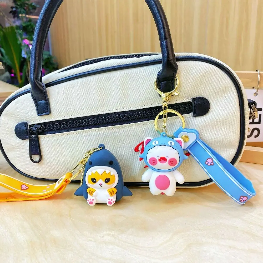 Small Toy Cute Shark Cat Keychain Creative Cartoon Car Keyrings Portable Exquisite Meow Doll Pendant Key Ring Bag Accessories