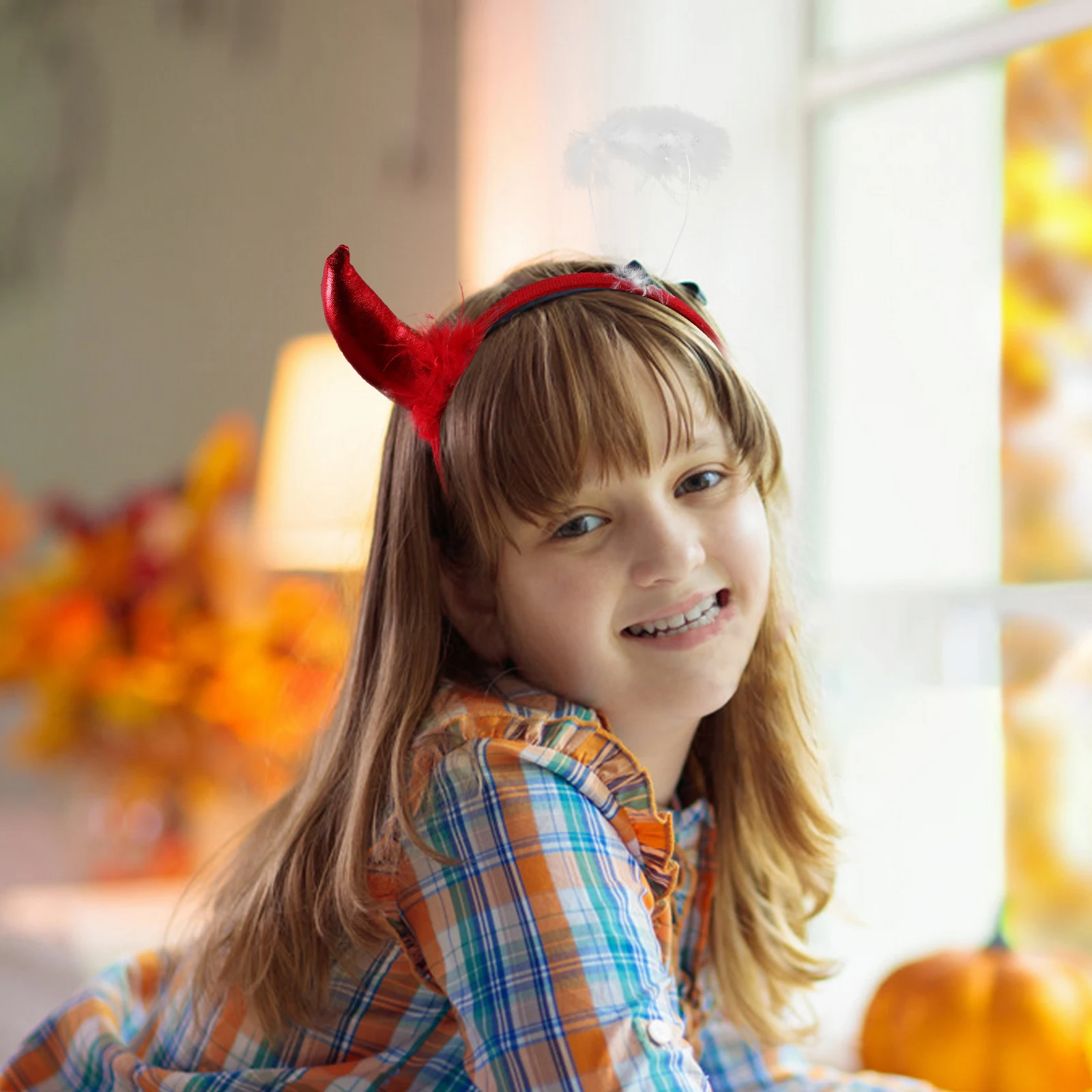 

Halloween Horns Headband Women Lightweight Comfortable Cosplay Party Festival Hair Hoops Decorative Horn Headdress