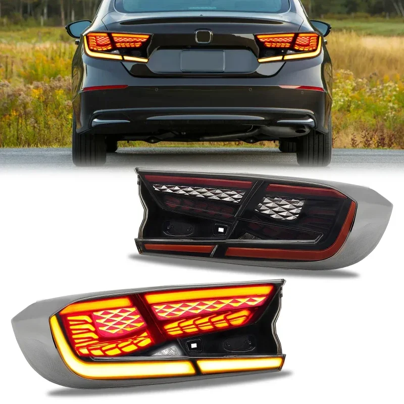 led taillights for Honda Accord 10th 2018-2022 smoked dynamic turn signal reverse brake running lights rear lampLED