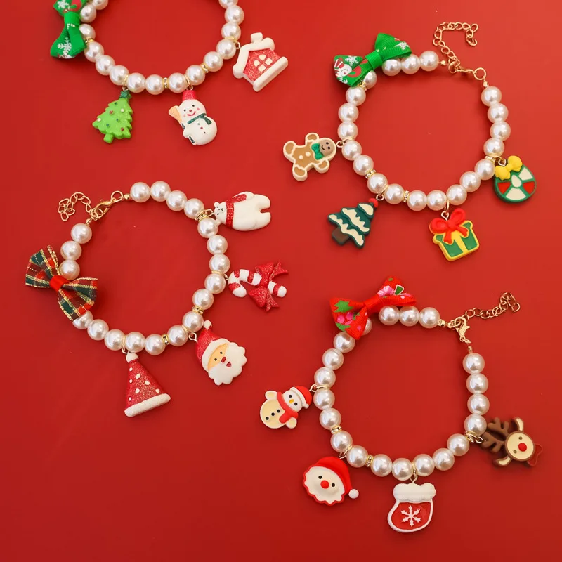 

Hot Selling Christmas Holiday Gift, Pet Pearl Necklace, Kitten, Cat, Dog Collar, Bow, Cute Decoration, Silent Pet Accessories