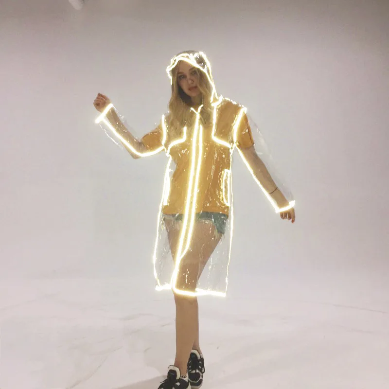 Transparent EVA Raincoat Reflective Hemming Adult Outdoor Cycling Travel Long Raincoat