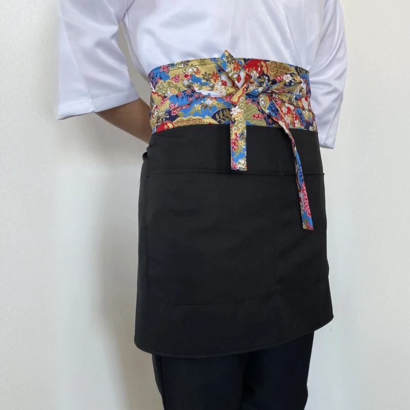 Delantal de estilo japonés para cocina, restaurante, Chef, Hotel, cocina coreana, tienda de Sushi, camareros, uniforme de trabajo, delantal corto de cocina