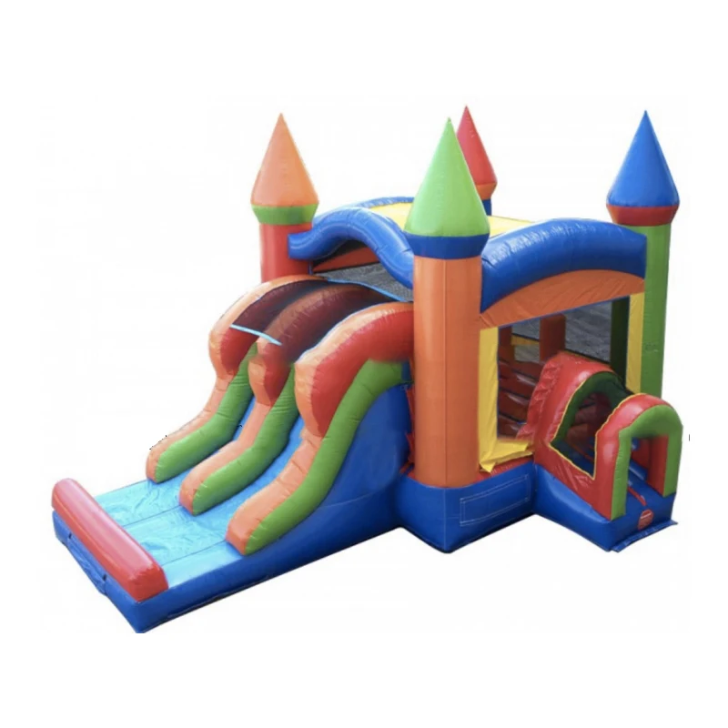 

Happy Hop Inflatable Bounce House Colorful Bouncy Castle With Inflatable Slide Combo For Kids Play Moonwalk