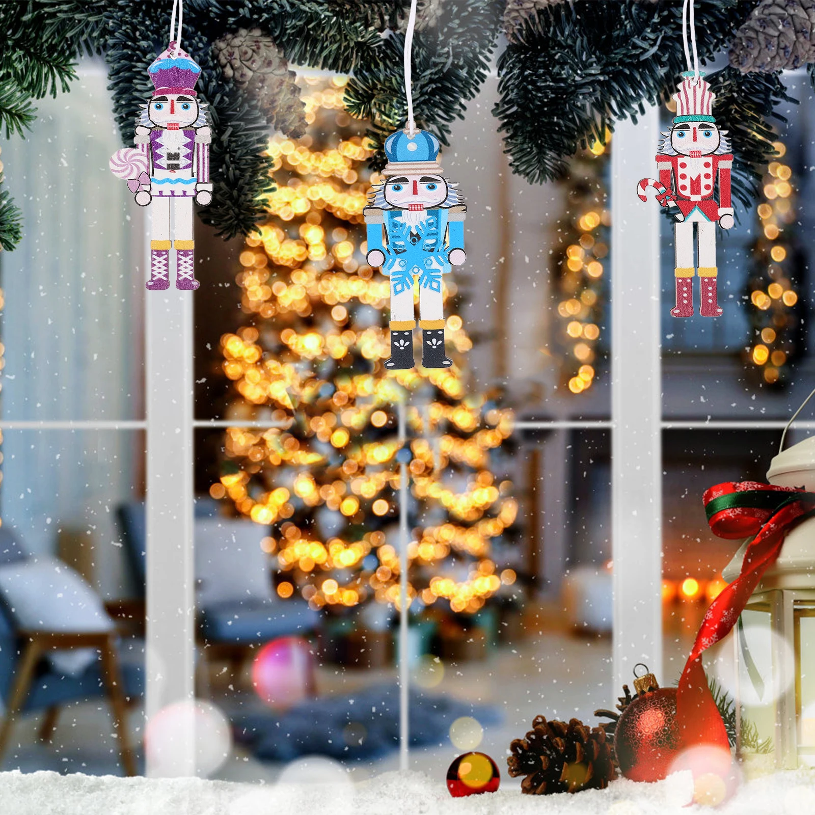 

9 Pcs Nutcracker Pendant Wood H Painted Vintage Christmas Tree nament Hanging Decor Festive Gifts Holiday Craft