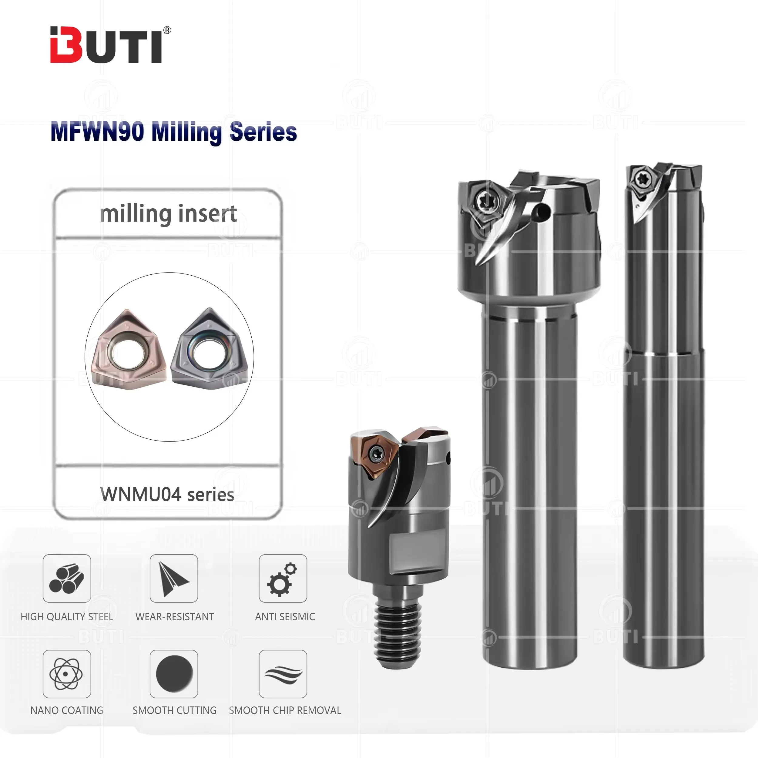 

MFWN90 Cutting Tools Fast Feed Milling Cutter MFWN90 16-S16-80-04-2T Lock Tooth Head Milling Cutter Head WNMU Double-sided Blade