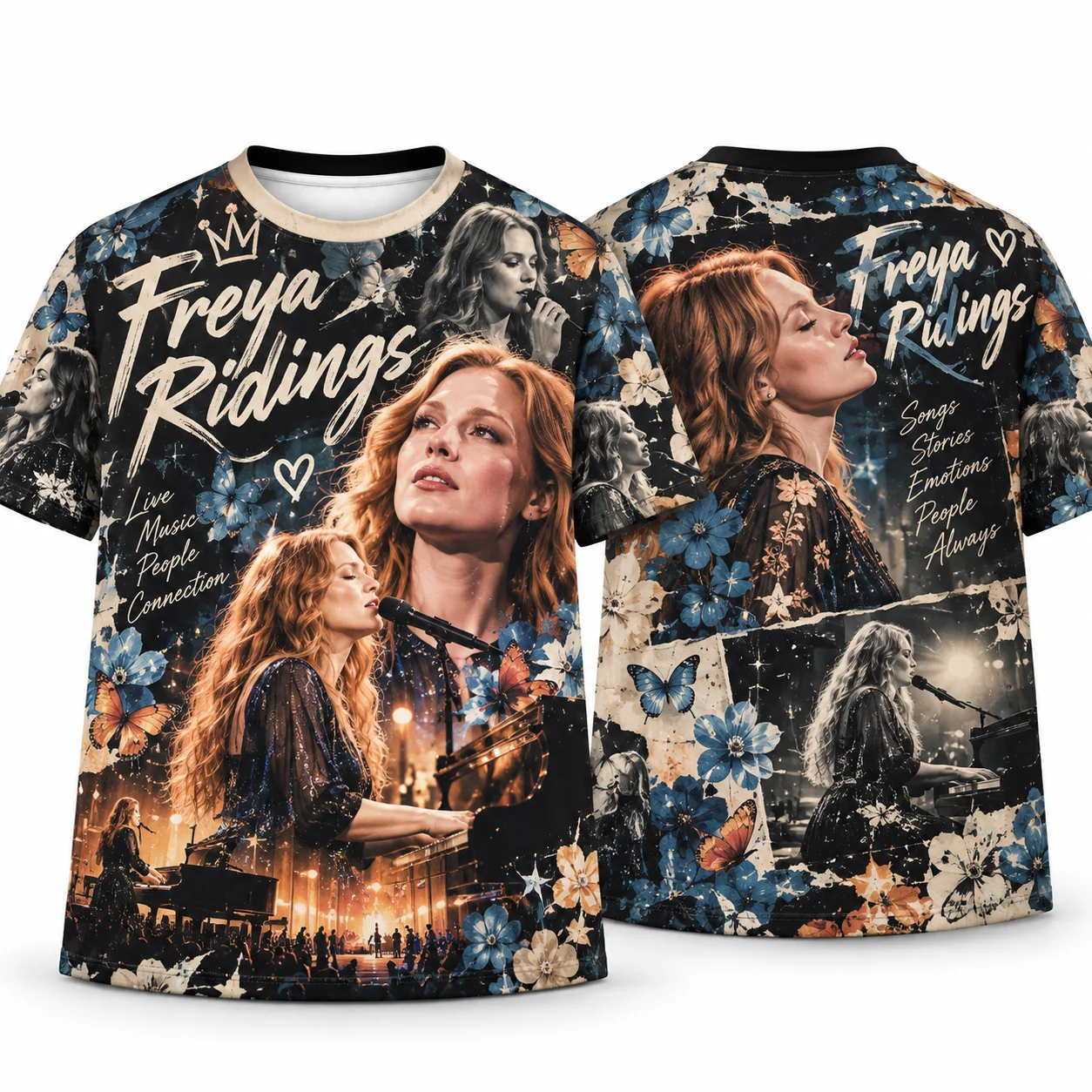 Freya T Shirt Men Fashion Vintage Print T-shirt Round Neck Short Sleeve Casual Style for Men