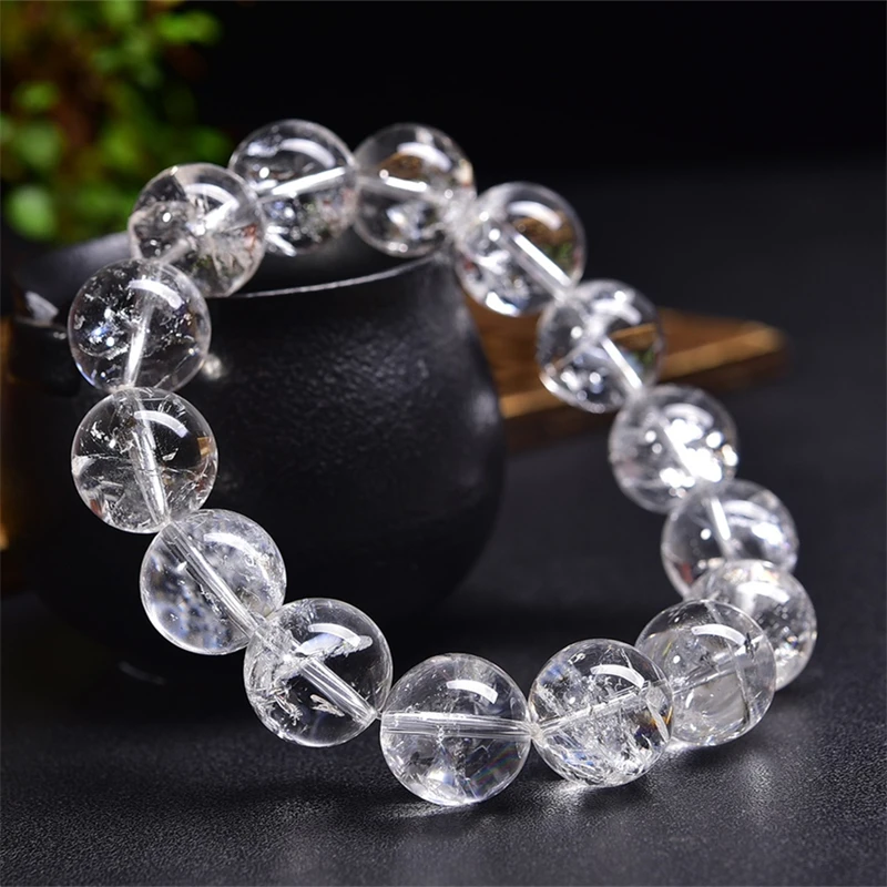 15.6MM Natural Azeztulite Clear Quartz Bracelet Colorful Gemstone Bead Strings Fashion Beautifully Jewelry For Men And Women