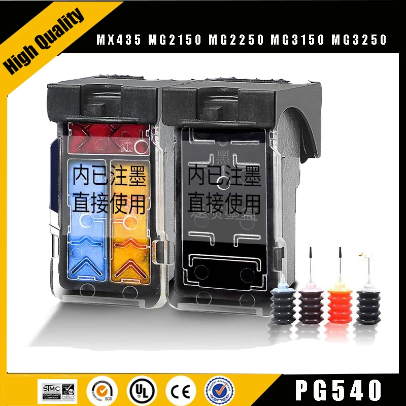 

Einkshop PG540 CL541 перезаправляемый картридж для hp Canon PG-540 PG 540 CL-541 Pixma MX375 MX395 MX435 MG2150 MG2250 MG3150 MG3250