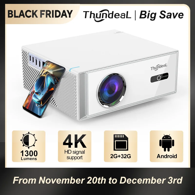 ThundeaL TD95W Portable Projector Full HD 1080P Home Cinema Theater 2G 32G Android WiFi Beam Mini 3D 2K 4K Video Movie Projector