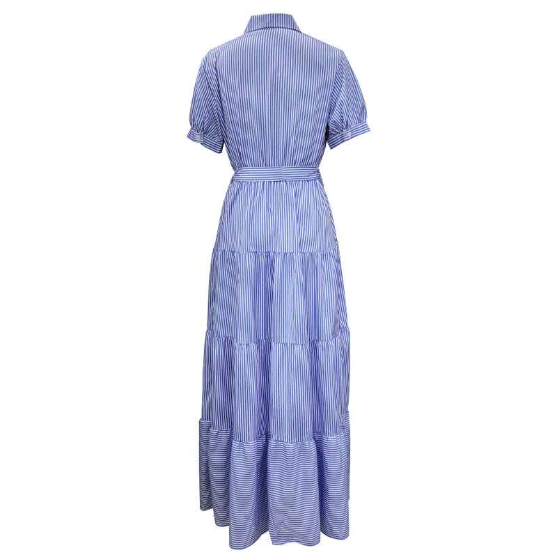 Vestido maxi f solto t estampado crimento médio manga curta estilo rua cintura alta linha a vestido de verão...