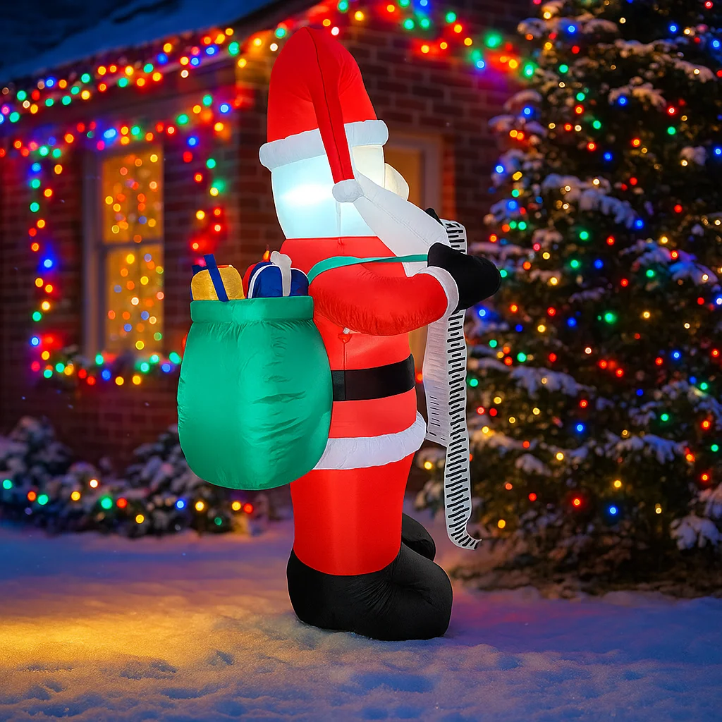 6피트 크리스마스 장식품 풍선 선물 가방 산타클로스 장난감 집 마당 장식 LED 장식 크리스마스 용품 야외용