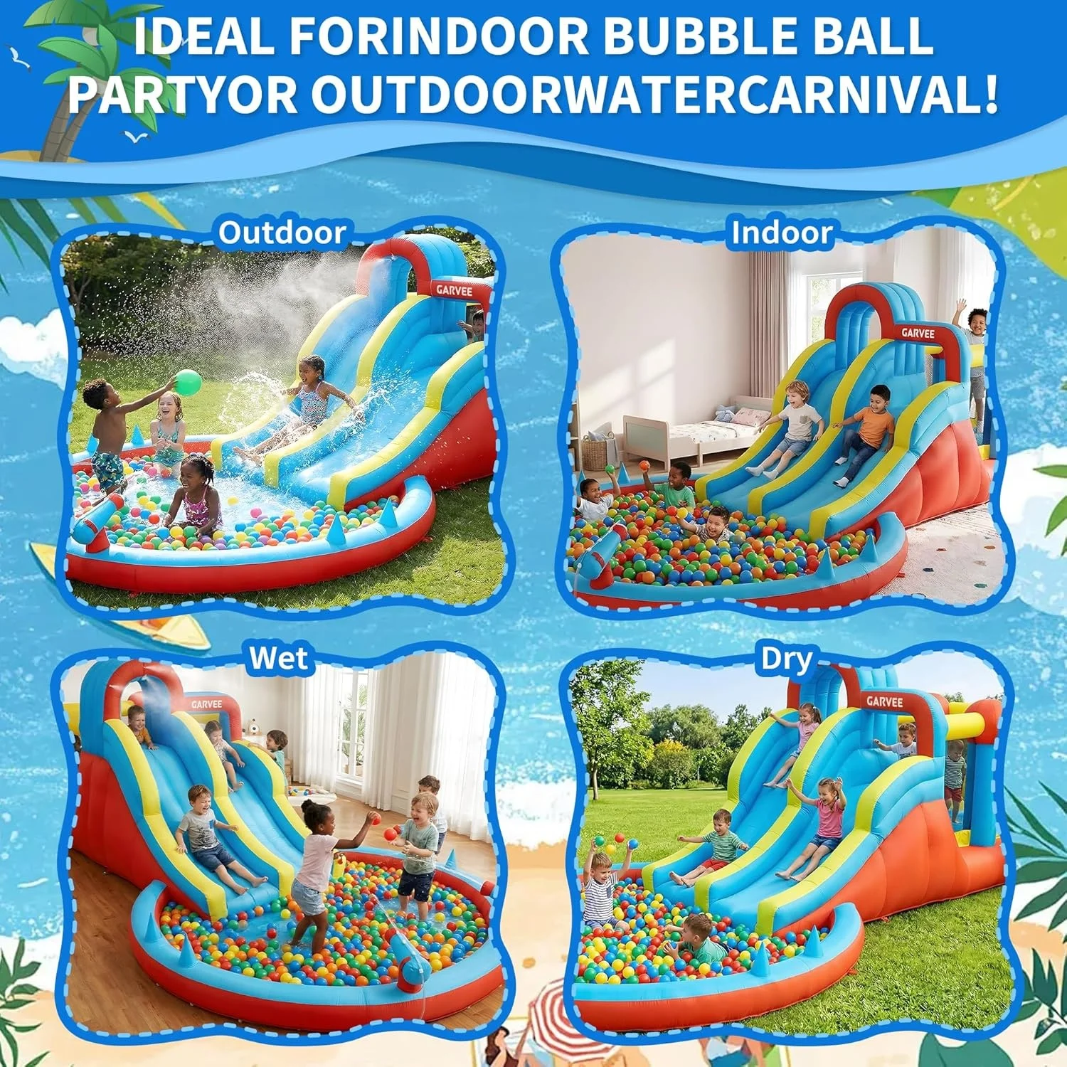 Castillo inflable gigante de 23 pies para parque acuático para niños (3-10 años) | Doble tobogán + piscina infantil incluida. Soplador potente: la diversión definitiva para el jardín y fiestas de cumpleaños