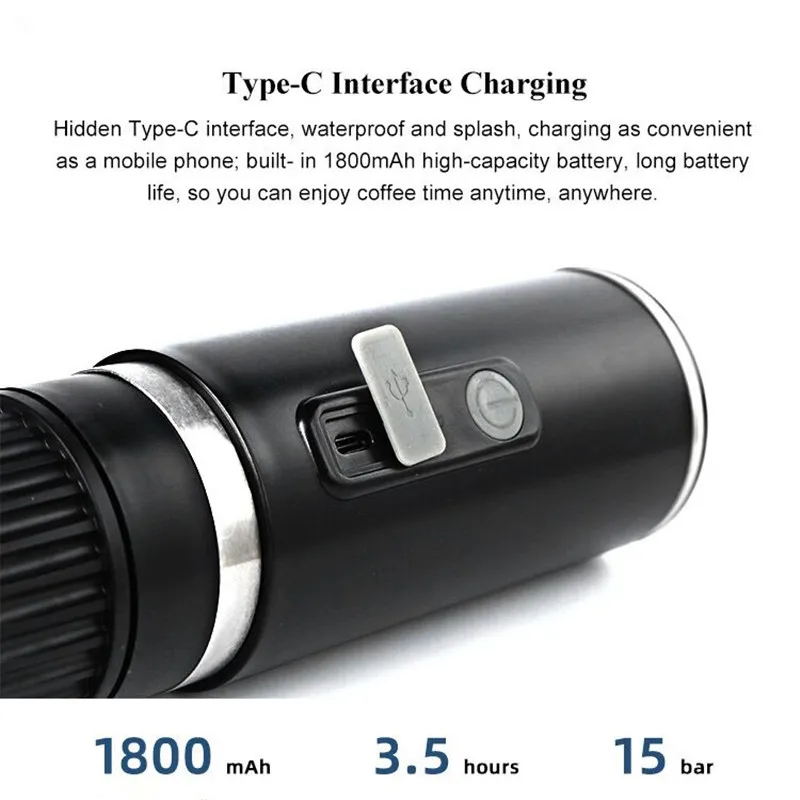 Portable Electric Mini Coffee Machine Rechargeable Coffee Maker Car Travel Outdoor Automatic Espresso Ritual Coffee