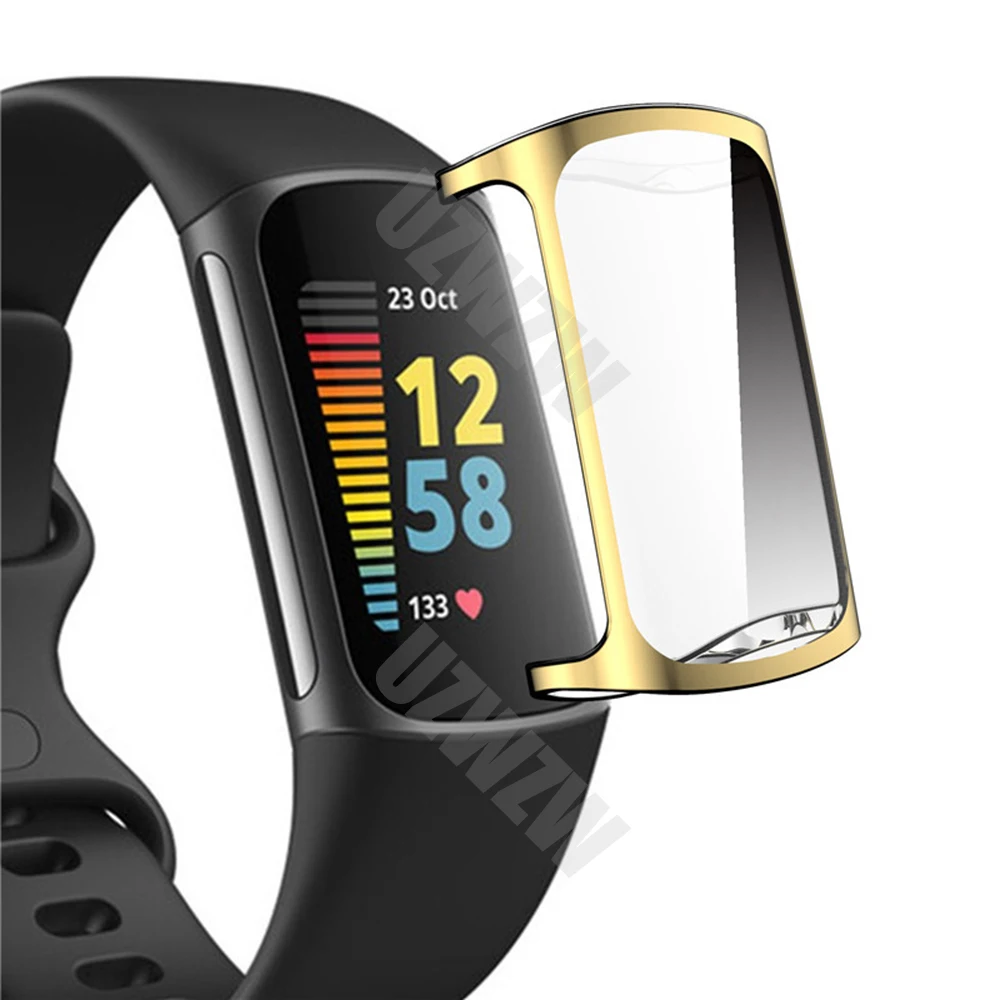 ป้องกันหน้าจอและเคส TPU นิ่มสำหรับ Fitbit Charge 5สมาร์ทวอท์ชอุปกรณ์เสริมฝาครอบกันชนป้องกันโดยรวม