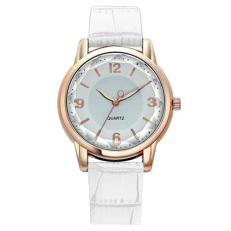 Fashionable Women Digital Blue Quartz Watch Simple Lady Wristwatch Quartz Watch Pink Solid Leather Band Clasp Female Watchwrist