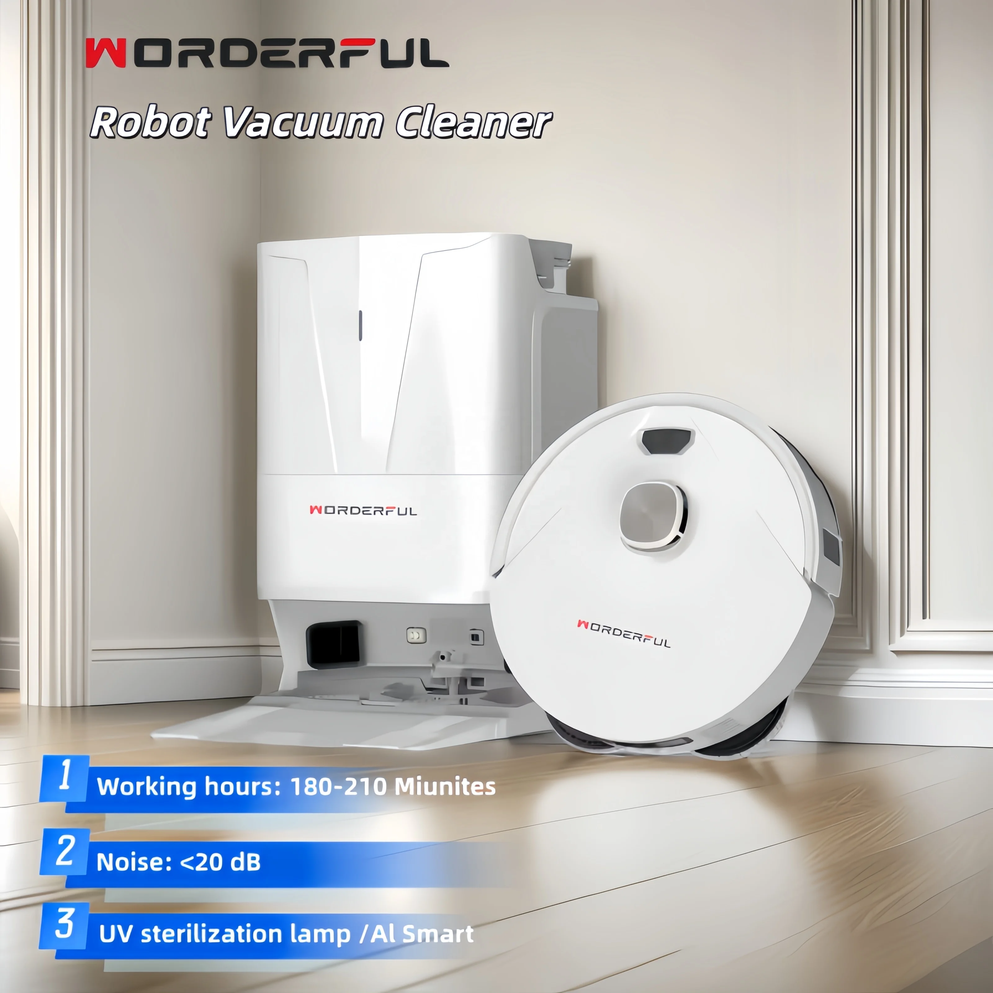 LDS Smart Robot Aspiradora Wet Dry Floor Cleaning Robot Vacuum Cleaner Self-Emptying Dustbin Electric Household Plastic