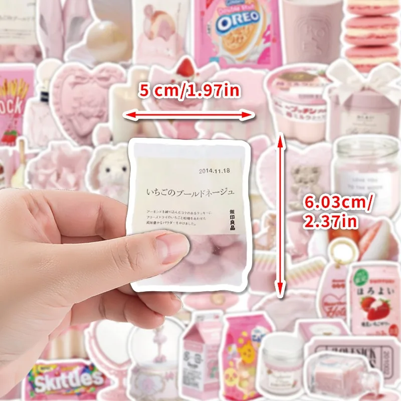 สติกเกอร์ลายกราฟฟิตี้สไตล์ INS สีชมพู 50 ชิ้น รุ่นใหม่ ปี 2025 สำหรับตกแต่งแก้วน้ำ คอมพิวเตอร์ กระเป๋าเดินทาง สมุดบันทึก กันน้ำ