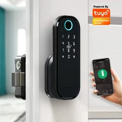 Tuya Smart Lock Waterproof Wifi Fingerprint Rim Lock Smart Card Digital Code Electronic Door Lock For Home Security Mortise