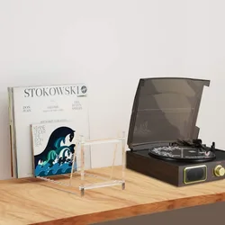 Clear Vinyl Record Stand Holder for Desktop Album Storage, Acrylic Vinyl Record Shelf Display 50 LPs