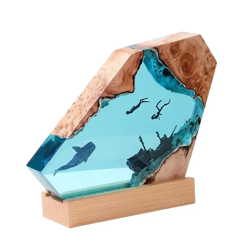

Tabletop shipwreck shark whale marine art ornament