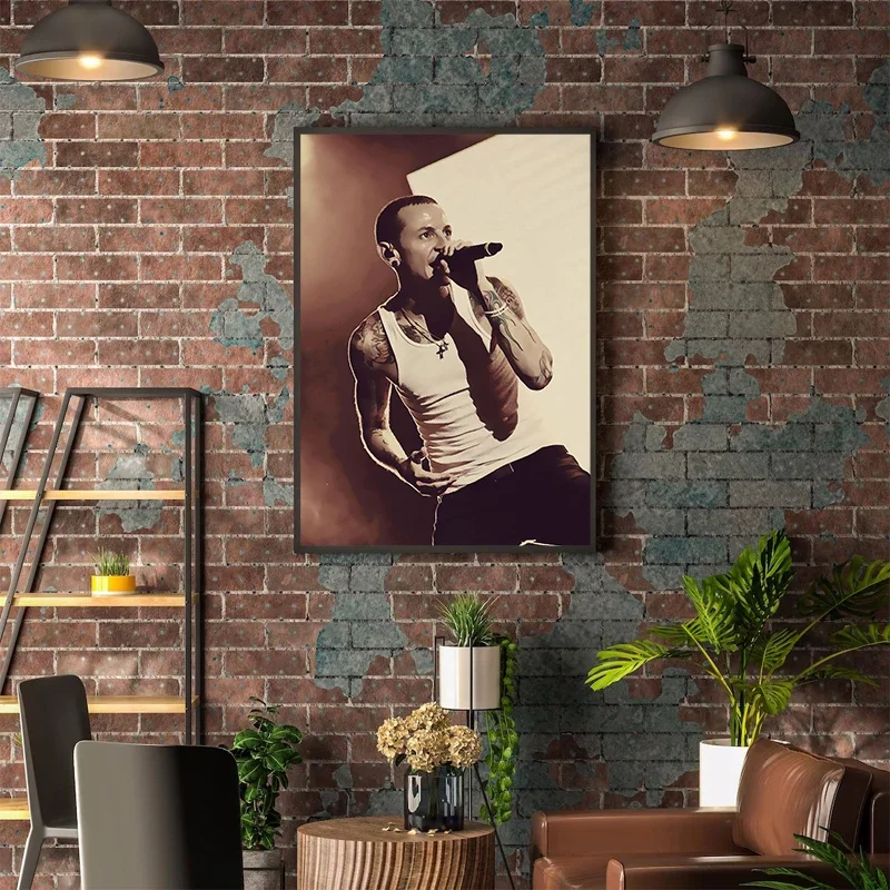 Leading Singer of An American Rock Band Poster Canvas Printing Singer Chester Bennington Picture Music Bar Wall Decor