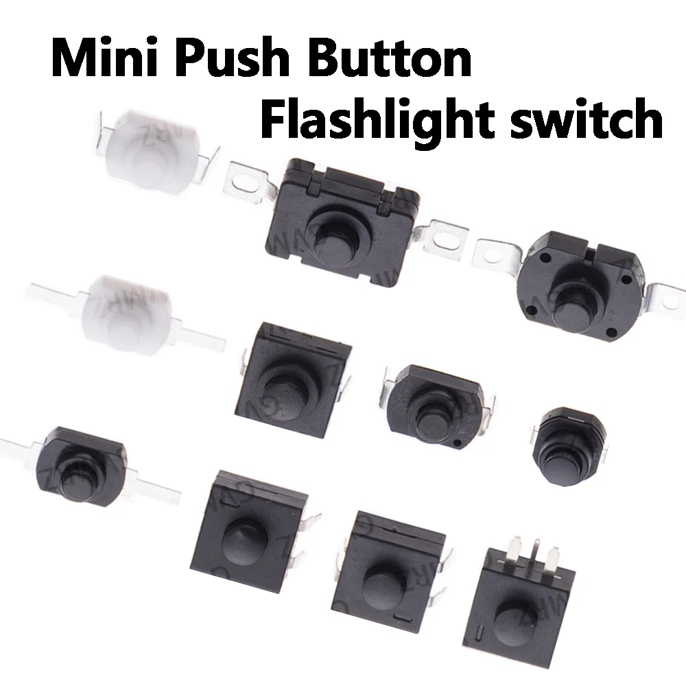 10PCS/lot Flashlight switch Mini Push Button On Off 1208YD Self Locking For Electric Torch DC 30V 1A Black White