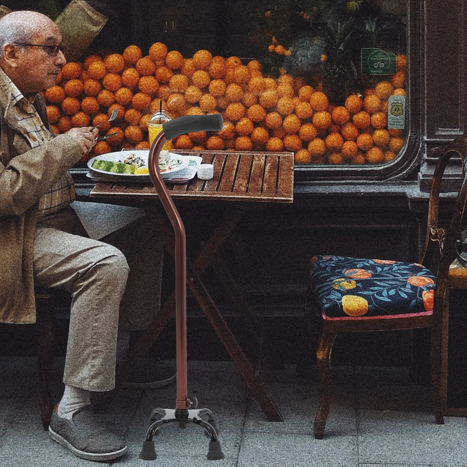 

Трость с четырьмя ножками, бронзовая трость из алюминиевого сплава для пожилых людей с ограниченными возможностями, безопасная нескользящая поддержка