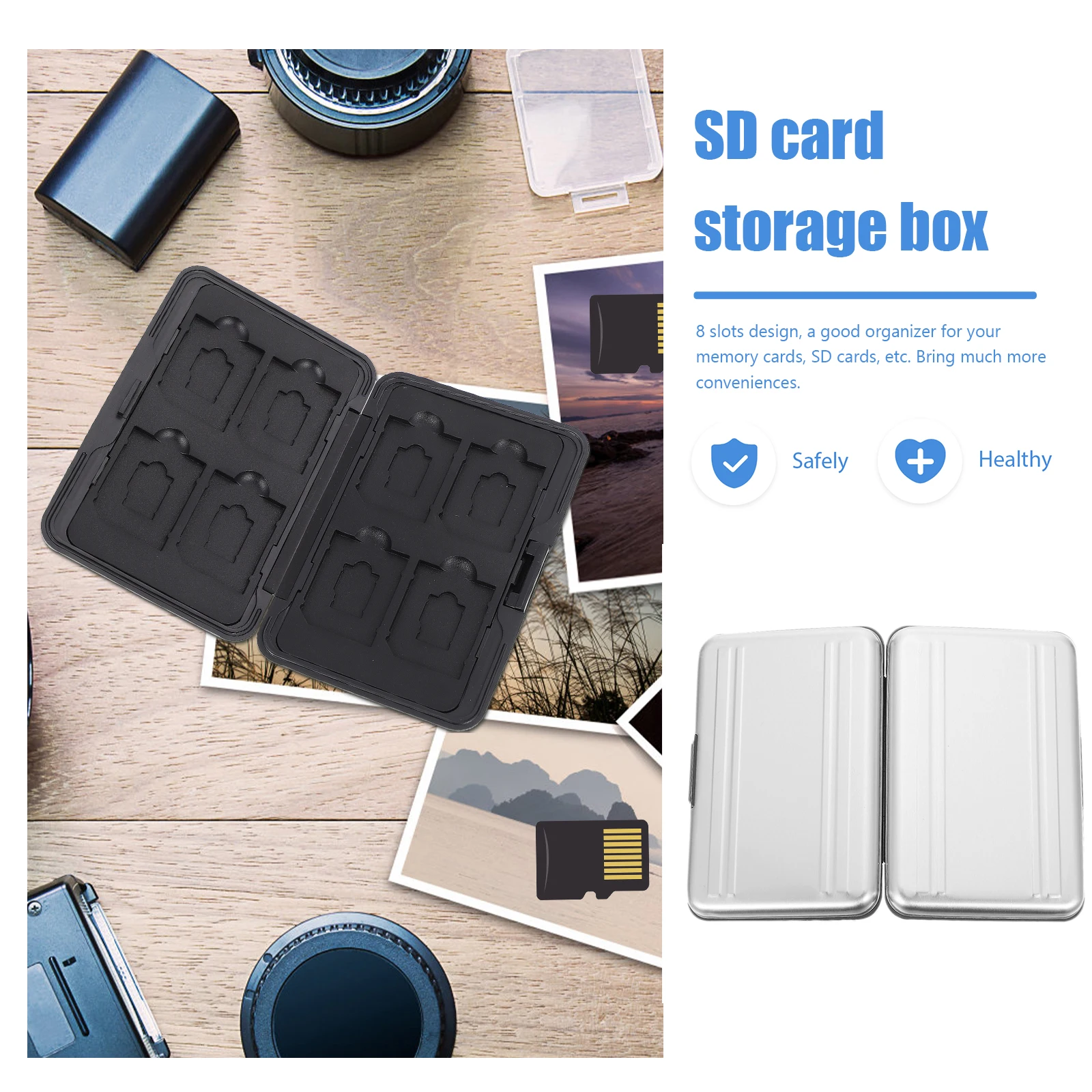 

Card Storage Box 8 Slots Metal Memory Case Lightweight Portable Protector For Cards Organizers Holders Boxes