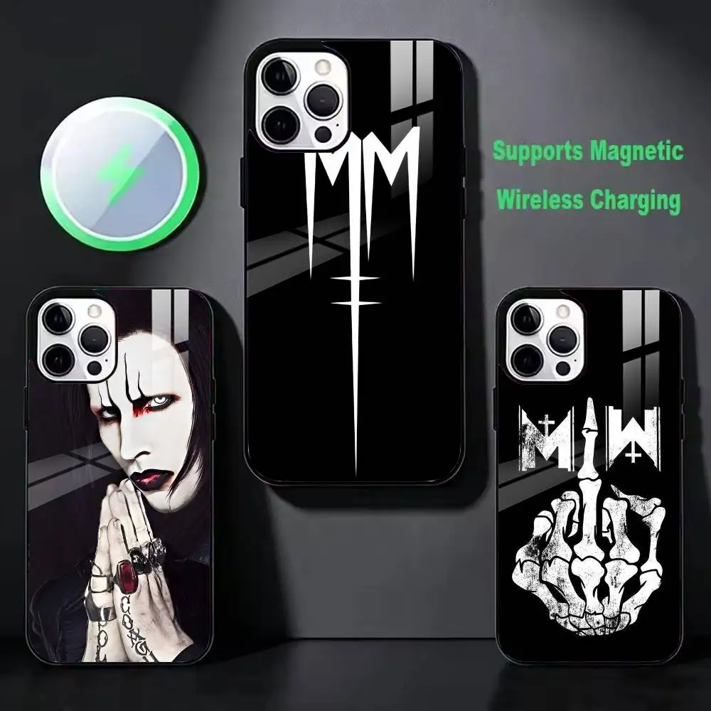 M-Marilyn Death Rock Mr-M-MansonS For IPhone 18 17 16 15 14 13 12 11 Plus Pro Max Plus Wireless Charger Phone Case