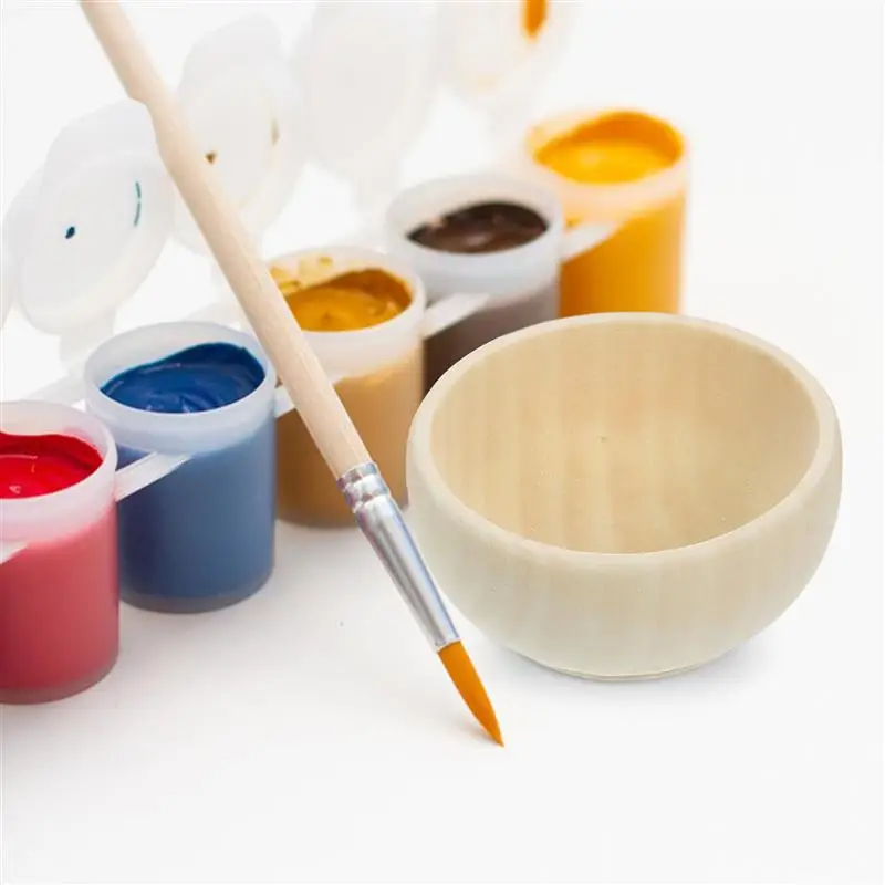 10Pcs Unpainted Wood Bowls Small Children's Painted Wood Bowl DIY Wooden Crafts Decor Room Wooden Bowl Oak Fruit Decoration