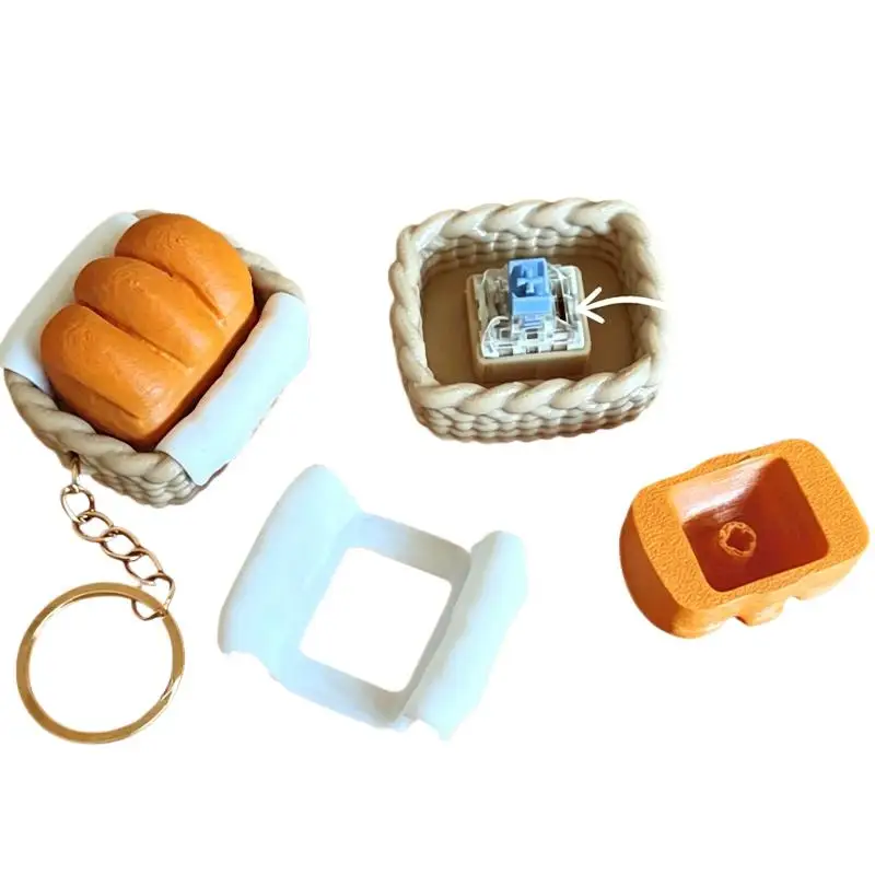 3D-gedrucktes Brot-Clicker-Fidget-Spielzeug, mechanischer Druckknopf-Schlüsselanhänger, Anhänger zur Stresslinderung, Dekoration für Tasche, Rucksack, täglicher Freizeitgebrauch – Detail 6