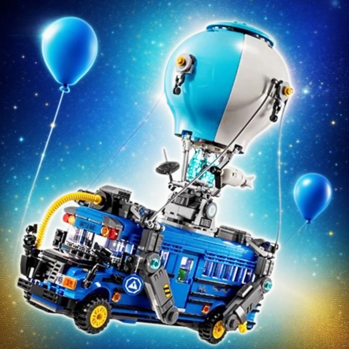 

2026 new home decoration funny balloon blue modular assembly model bus holiday gift brick adult holiday gift
