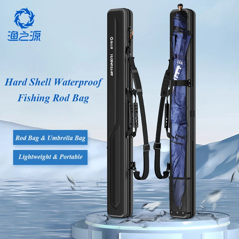 130CM Hard Shell Fishing Rod Bag PC+ABS Hardening Fishing Gear Case 8 Layers Thicken Waterproof Sea Pole Bag High Capacity Case