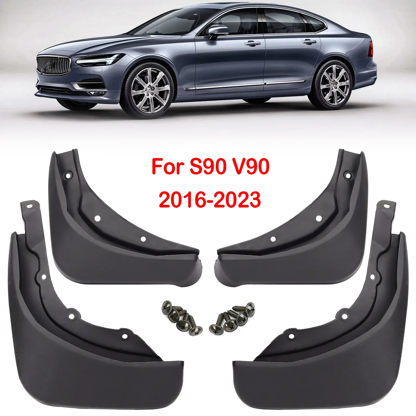 Set Car Mudflaps For VOLVO V90 S90 2016 - 2023 Mud Flaps Splash Guard Mudguards Front Rear Molded 2017 2018 2019 2020 2022 2021