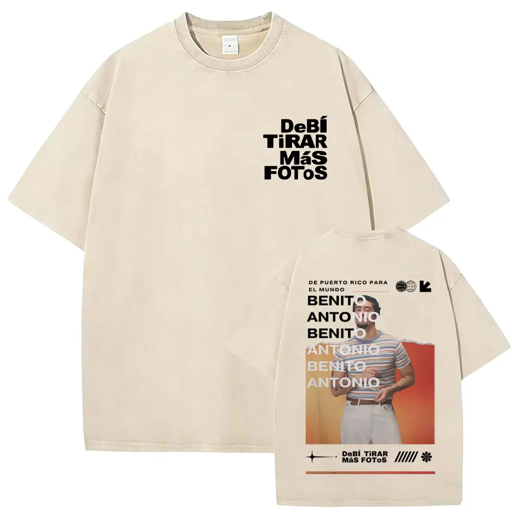 

Washed Vintage Rapper Bad Bunny DeBi TiRAR MaS FOToS DTMF Graphic Print T-shirt Men Women Hip Hop Casual Oversized Streetwear