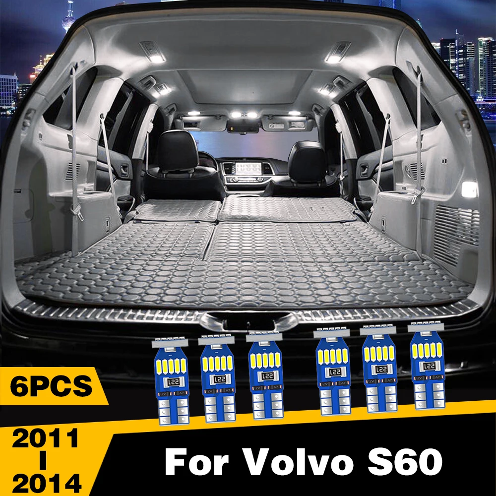 

6 Pcs LED Highlight Car Interior Dome Reading Light Roof Lamp Accessories For Volvo S60 2011 2012 2013 2014