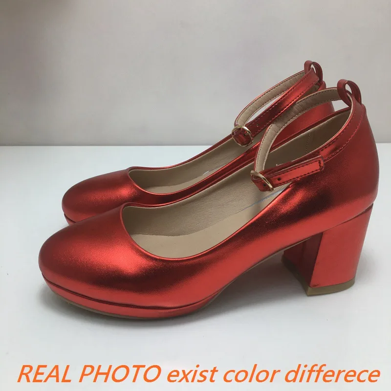 REAVE CAT Female Pumps 30 31 Round Toe Block Heels 6cm Platform 2cm Buckle Strap Big Size 43 Elegant Party Shoes Spring