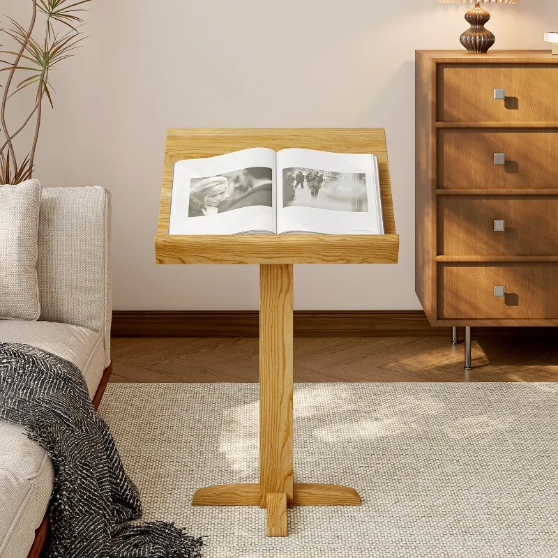 Solid Wood Vertical Reading Stand Creative Living Room Magazine Rack Music Sheet Display Rack for Office Study Library Organizer