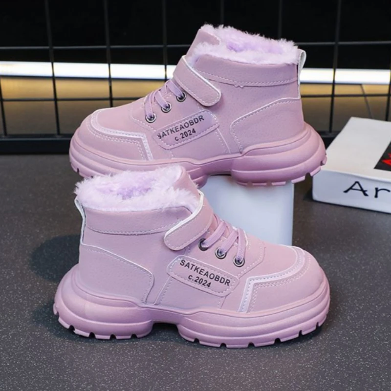 

Hot Selling Kids Winter Fleece Lined Sports Shoes Thickened Snow Boots for Girls Students Non Slip Thermal Winter Footwear 2025