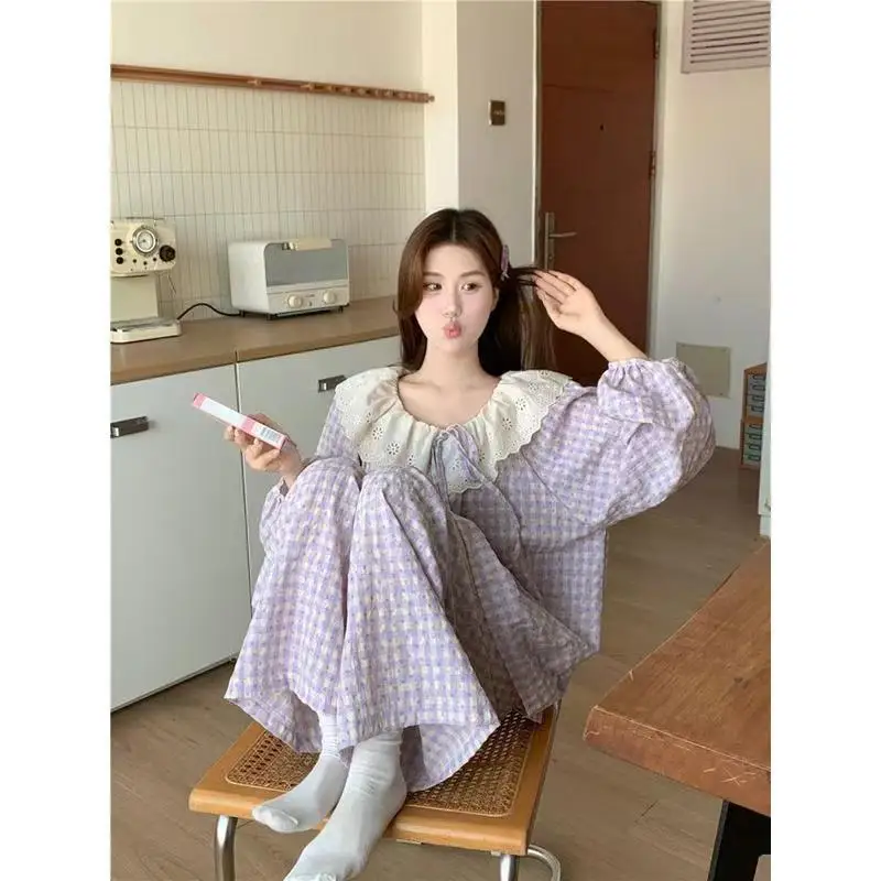 

Pajama Sets Modest Women Flannel Oversized Festival Classical Wife Trimmed Stretchy Buttoned Long Sleeve Shorts Winter Coral Ins