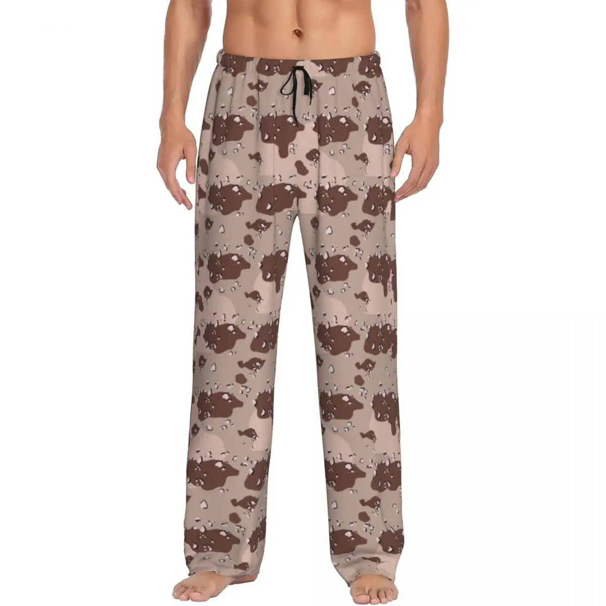 Pantalones de pijama de camuflaje con Chip de Choc del desierto de EE. UU. para hombre con estampado personalizado, ropa de dormir, pantalones de salón para dormir con bolsillos