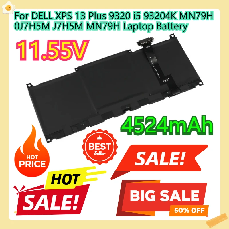

For DELL XPS 13 Plus 9320 i5 93204K MN79H 0J7H5M J7H5M MN79H Laptop Battery 11.55V 55Wh 4524mAh
