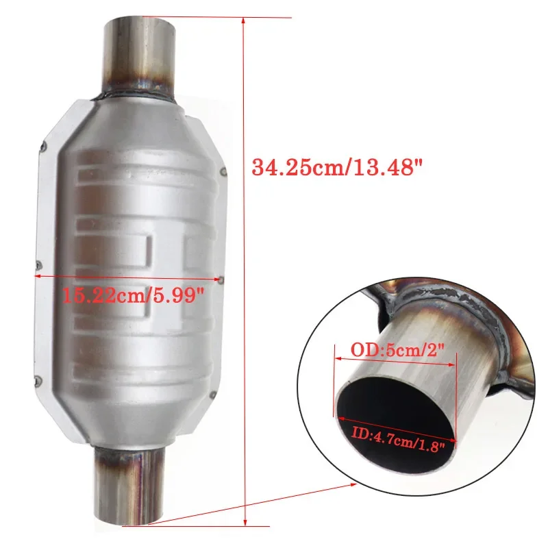 2inch EURO 1 Universal Catalytic Converter High Flow Stainless  Inlet Outlet High Flow With 400 Cells Ceramic Catalyst