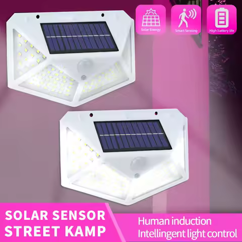 1/3Pcs 100 LED Wall Lights Outdoor Solar Lamp PIR Motion Sensor Solar Powered Sunlight Street Light for Garden Deck Decoration