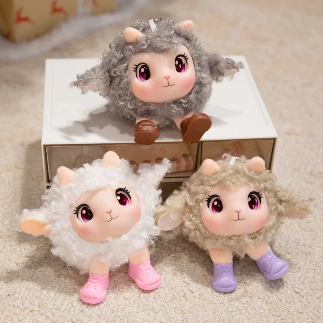 Kawaii Lamb Plush Toy Soft Vinyl Plush Stuffed Animal Adorable Sheep Plushie Birthday Gift Room Decor Random accessory color
