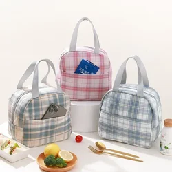 Borse termiche impermeabili per il pranzo a quadri Oxford per le donne borsa da Picnic chiusa con cerniera borsa termica per alimenti Bento Box