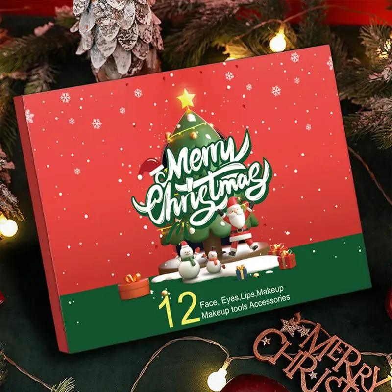 Calendario dell'Avvento per il trucco delle ragazze di Natale Scatola cieca a sorpresa 31x23,5x3,5 cm Calendario per il conto alla rovescia di Natale 2024 Set per la cura della bellezza