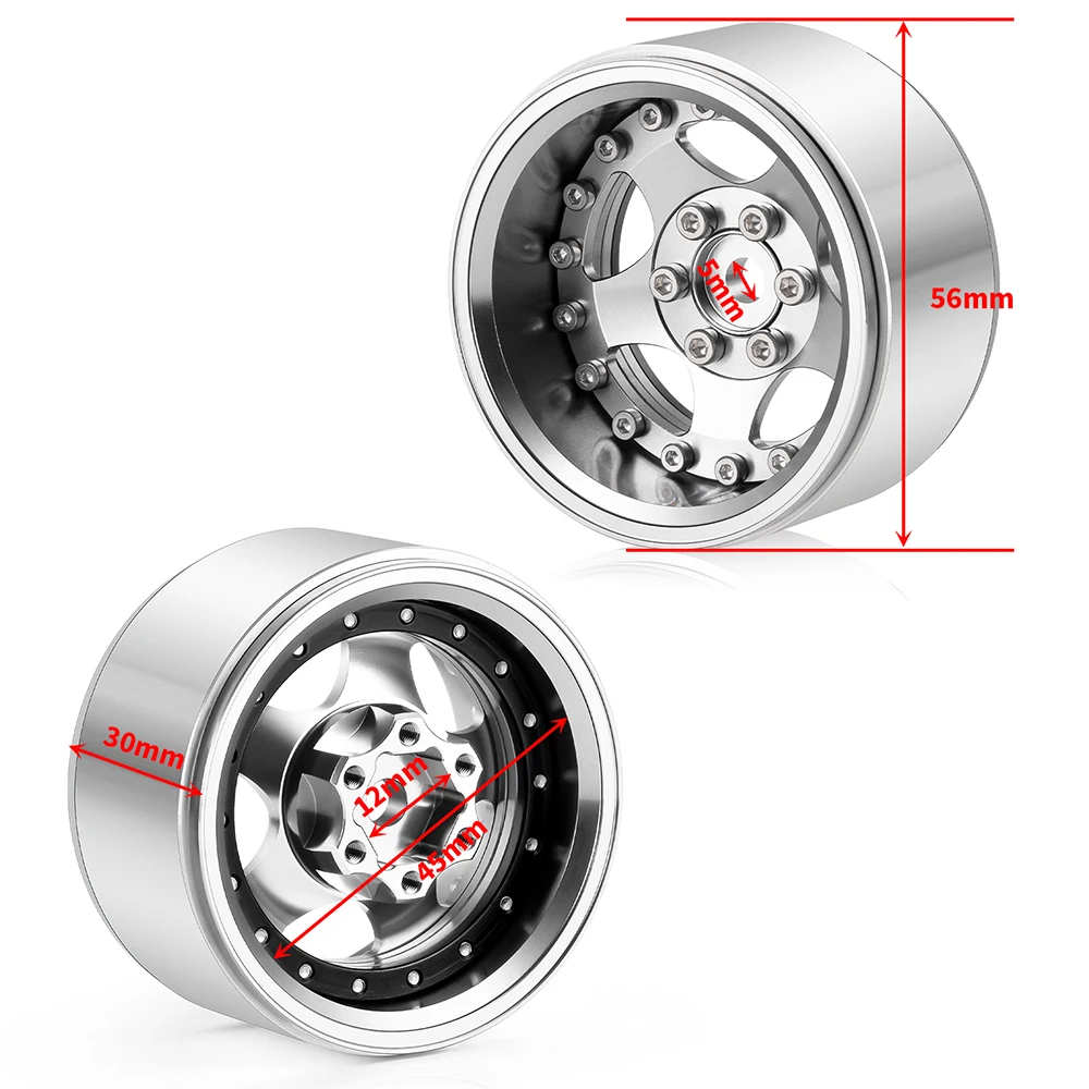 MIBIDAO 4 قطعة 2.2 بوصة 30 مللي متر سبائك الألومنيوم Beadlock جنوط عجلات محور ل محوري RBX10 الشبح TRX-4 1/10 RC الزاحف سيارة ترقية أجزاء #4