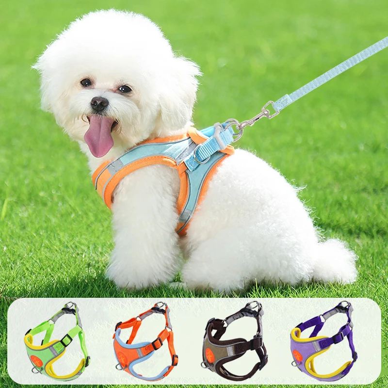 New Style Pet Dog Chest Strap Small Breed Anti-lost Reflective Traction Rope Breathable and Comfortable Tank Top Traction Rope