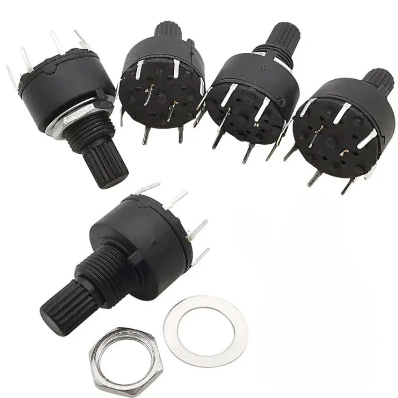 5Pcs/Lot SR16 16mm Rotary Band Switch 1Pole 5/6/8 Position 2Pole 3/4 Position Handle Length 15MM Shaft Flower Axis Band Switches